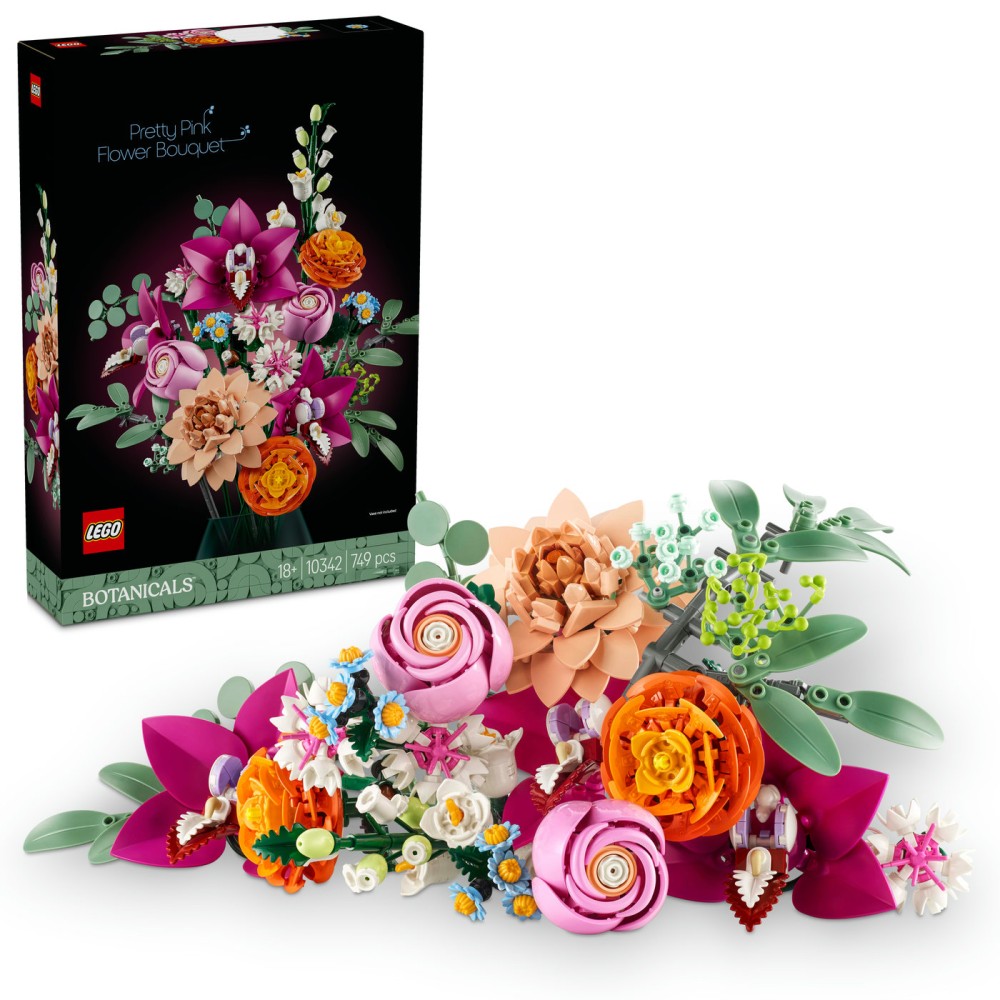 LEGO® Botanicals Daili rausvų gėlių puokštė Dekoras 10342