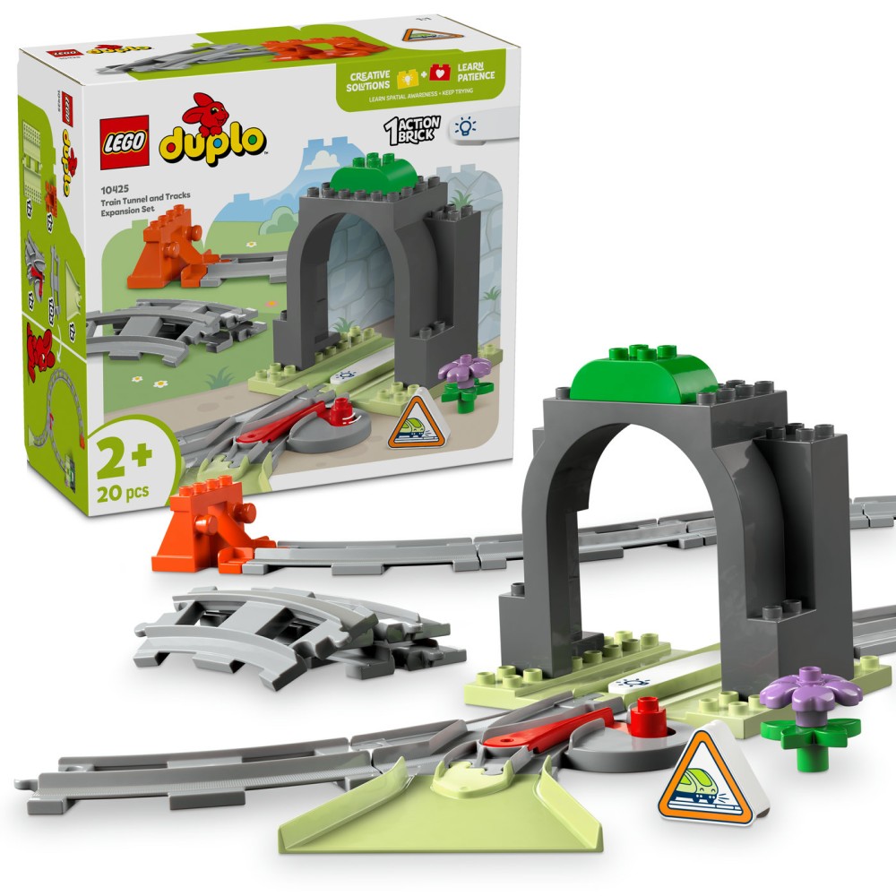 LEGO® DUPLO® Town Traukinuko tunelio ir bėgių papildomas rinkinys 10425