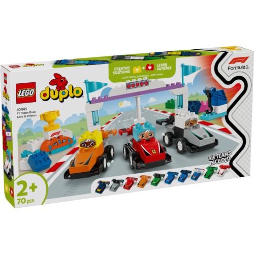 LEGO® DUPLO® Town F1® komandos lenktyniniai automobiliai ir vairuotojai Konstravimo žaislas visai šeimai 10445