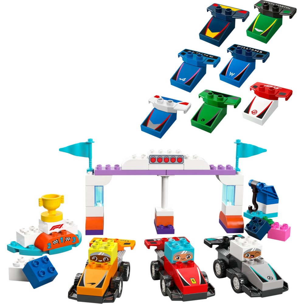 LEGO® DUPLO® Town F1® komandos lenktyniniai automobiliai ir vairuotojai Konstravimo žaislas visai šeimai 10445