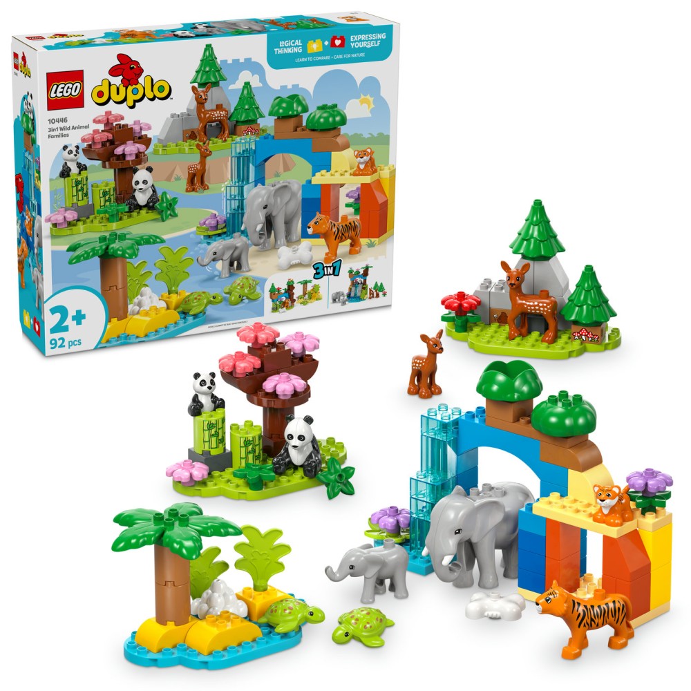 LEGO® DUPLO® Town Laukinių gyvūnų šeimos „trys viename“ Mokomasis žaislas 10446