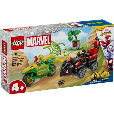 LEGO® Marvel Spidey And His Amazing Friends Suktukas ir Elektro dinozauro formos transporto priemonės gaudynės 11198