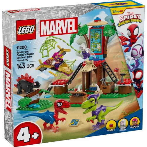 LEGO® Marvel Spidey And His Amazing Friends Voriuko ir Gobio velociraptoriaus kova namelio medyje būstinėje 11200