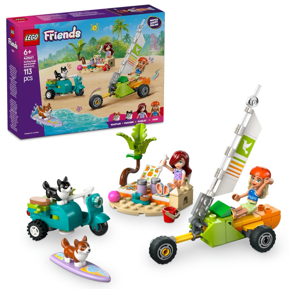 LEGO® Friends Nuotykis su šunimis, burlente ir motoroleriu 42641