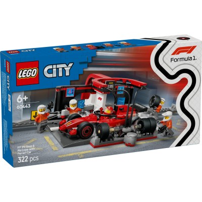 LEGO® City F1® remonto punktas, mechanikai ir Ferrari automobilis 60443