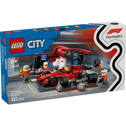 LEGO® City F1® remonto punktas, mechanikai ir Ferrari automobilis 60443