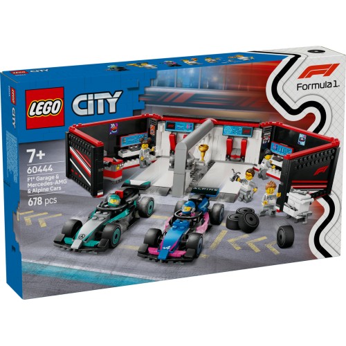 LEGO® City F1® garažas ir Mercedes-AMG bei Alpine automobiliai 60444