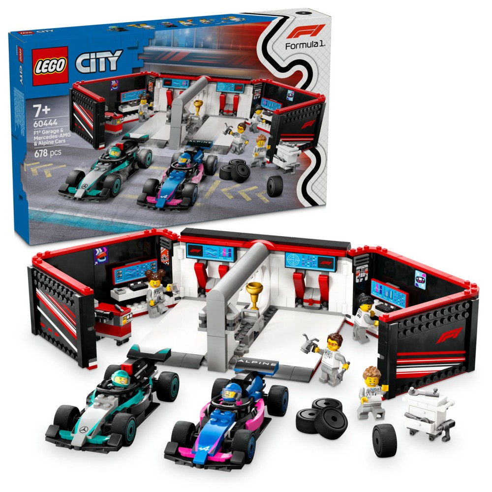 LEGO® City F1® garažas ir Mercedes-AMG bei Alpine automobiliai 60444