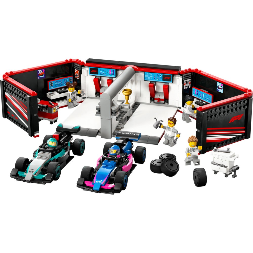 LEGO® City F1® garažas ir Mercedes-AMG bei Alpine automobiliai 60444