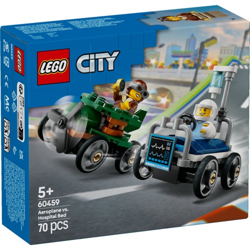 LEGO® City Lėktuvo ir ligoninės lovos lenktyninių automobilių pakuotė 60459