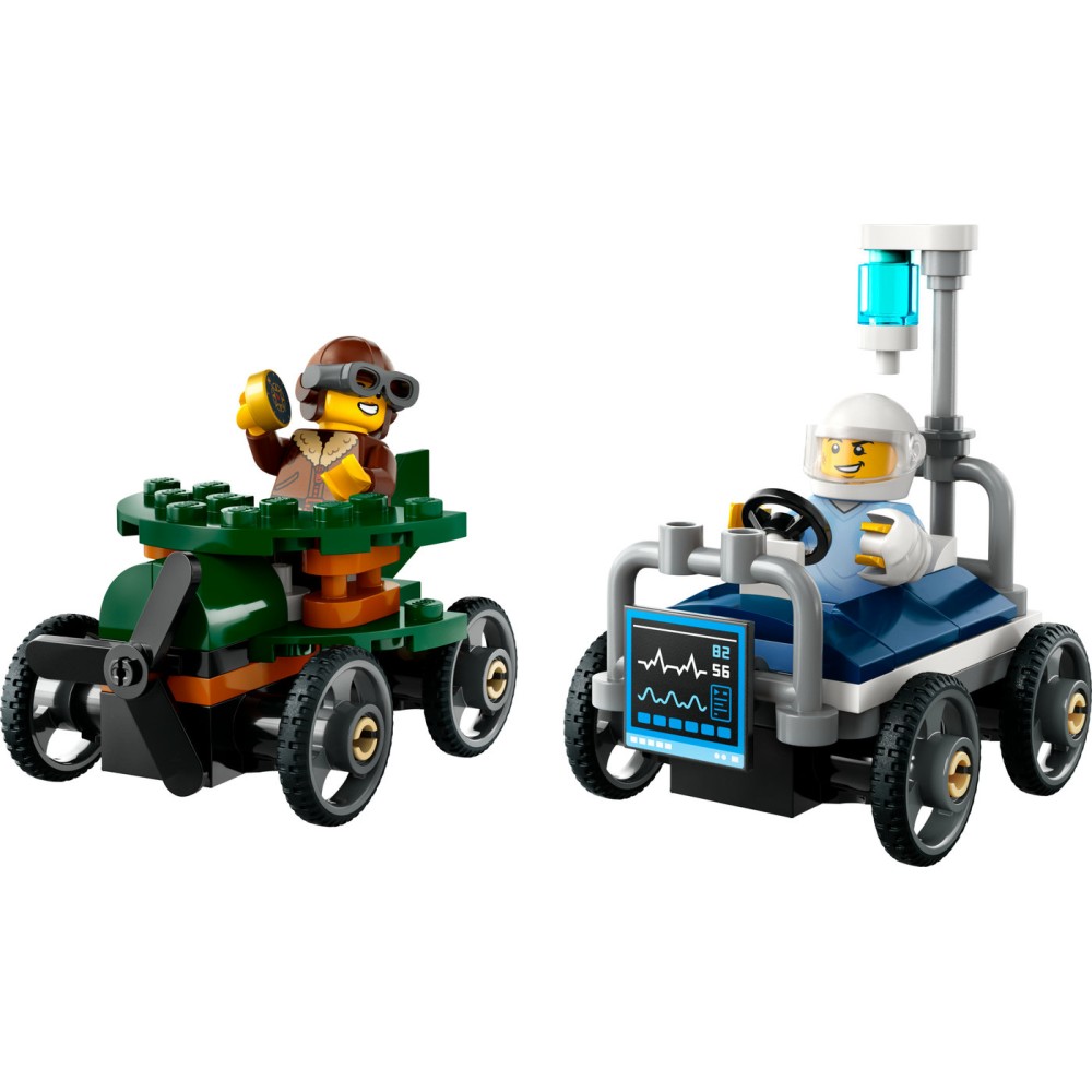 LEGO® City Lėktuvo ir ligoninės lovos lenktyninių automobilių pakuotė 60459