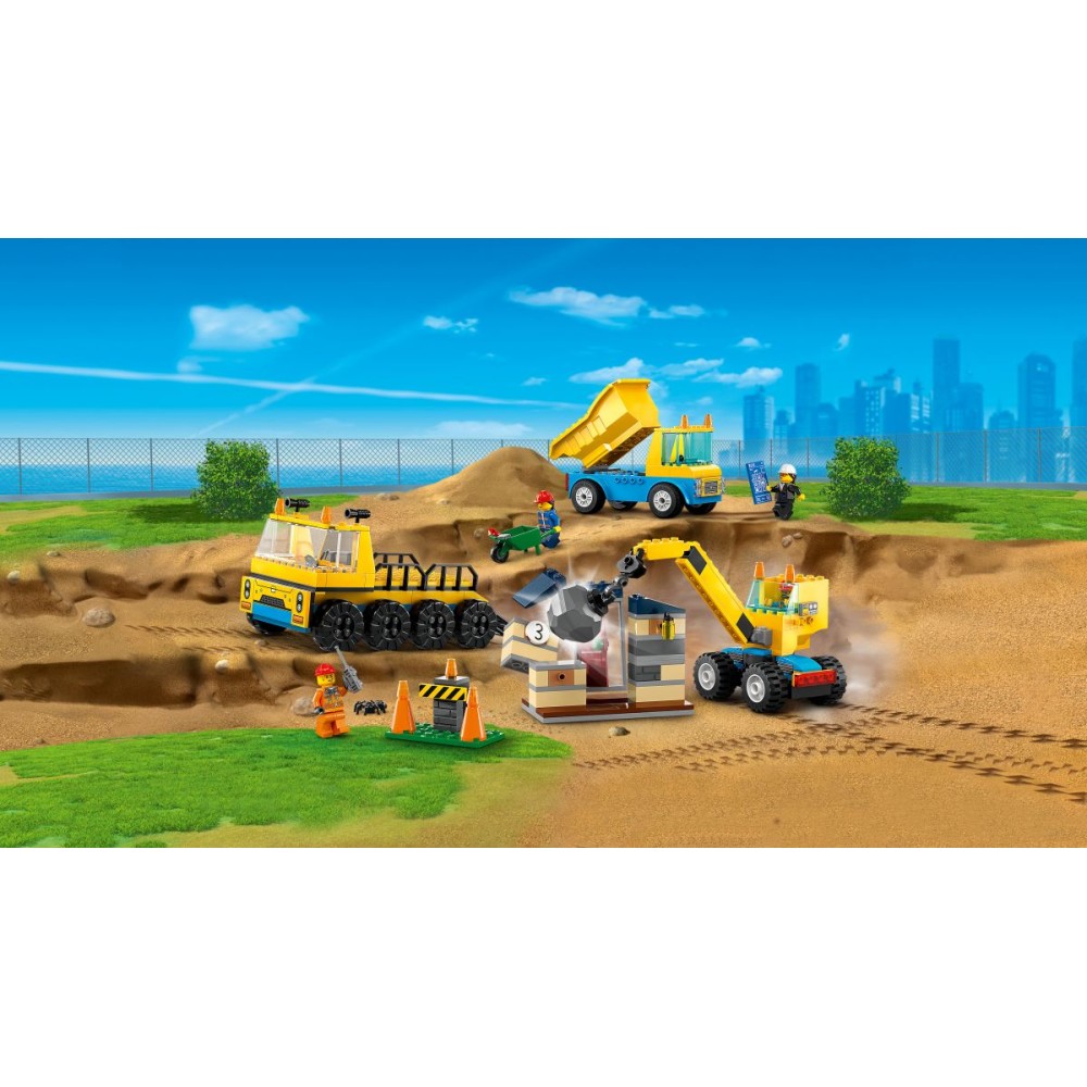 LEGO City Statybiniai sunkvežimiai ir kranas su griaunamuoju rutuliu 60391