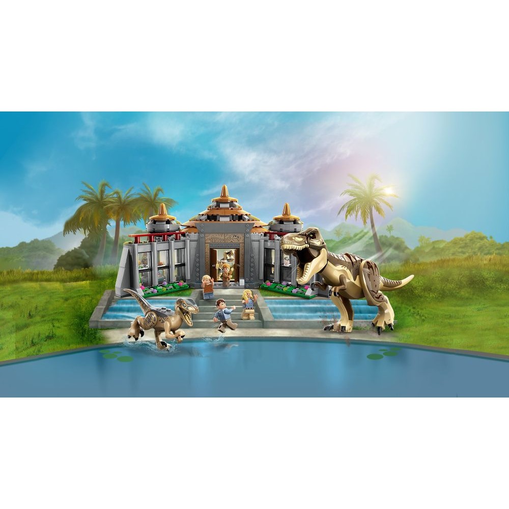 LEGO Jurassic Park Lankytojų centras Tiranozauro ir velociraptoriaus ataka 76961